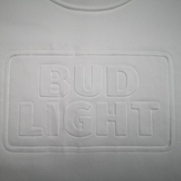Bud Light Ladies Size Small White Fleece Lined Straight Fit Sweatshirt - Picture 6 of 9